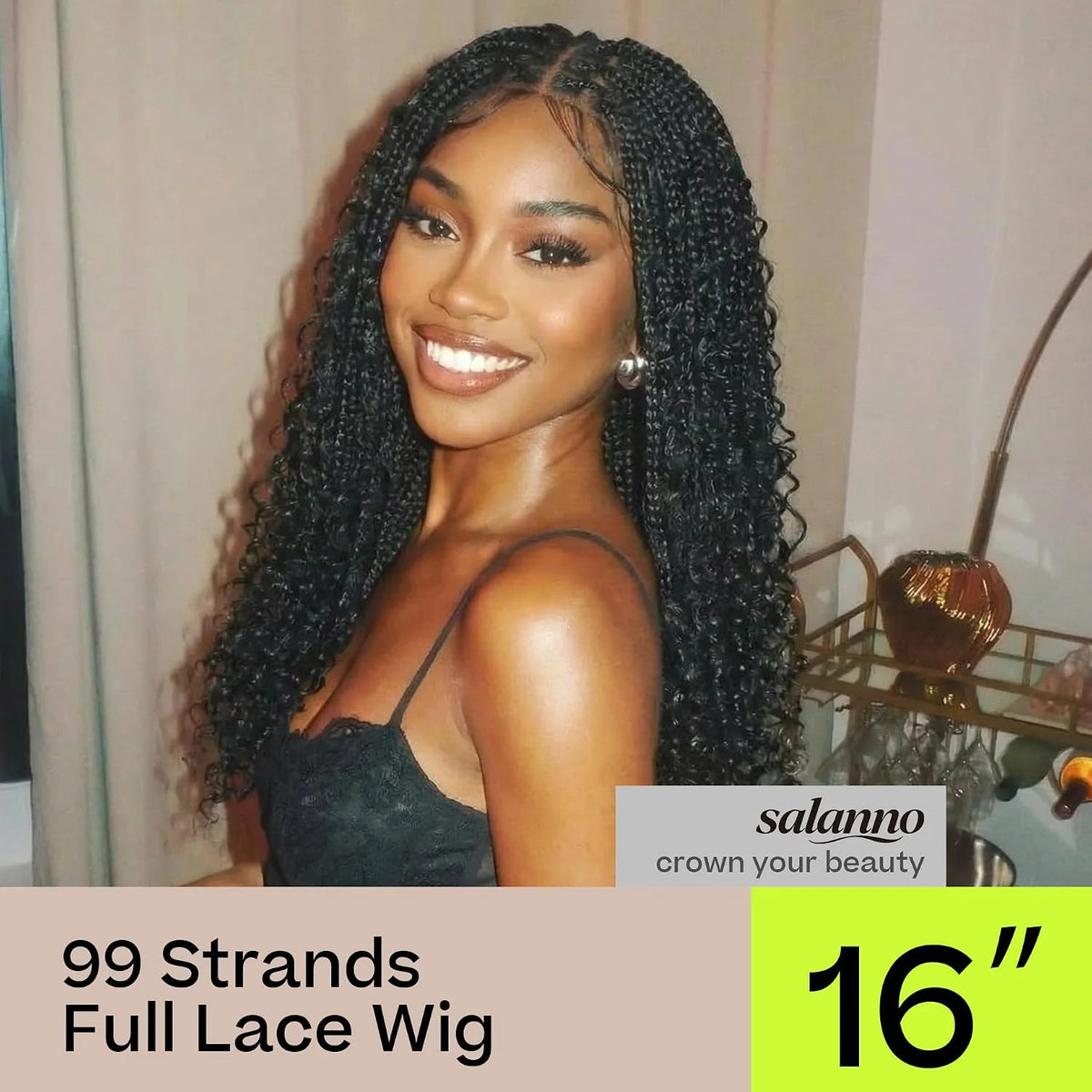 16-Inch Boho Braided Curly Full Lace Front Wig for Black Women