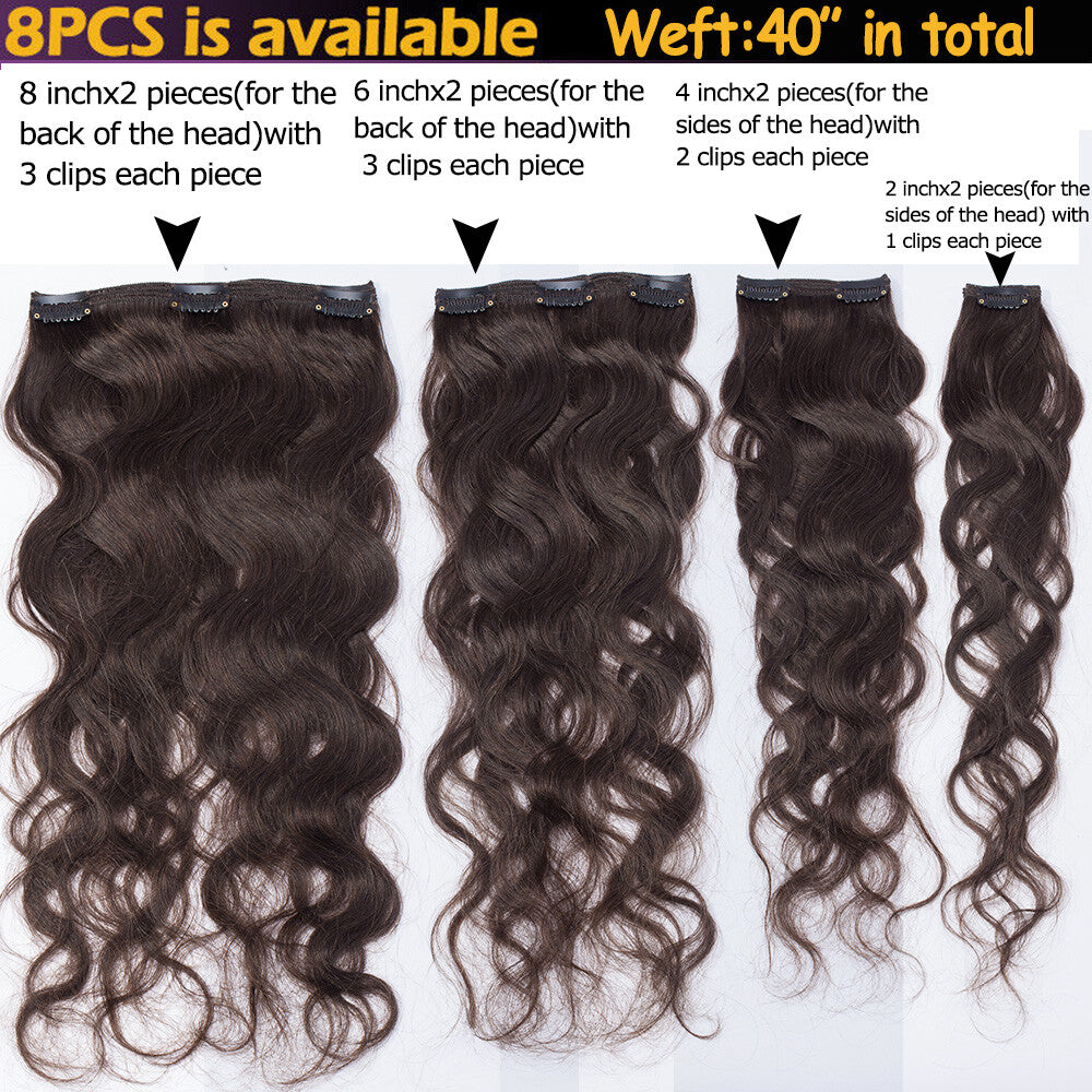 Remy Human Hair Clip-In Extensions Full Head - Thick & Natural Look