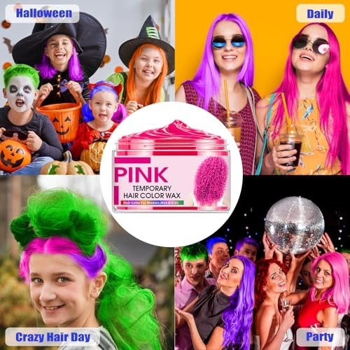 Temporary Hair Color Wax Set - 6 Bold Shades for Kids & Cosplay