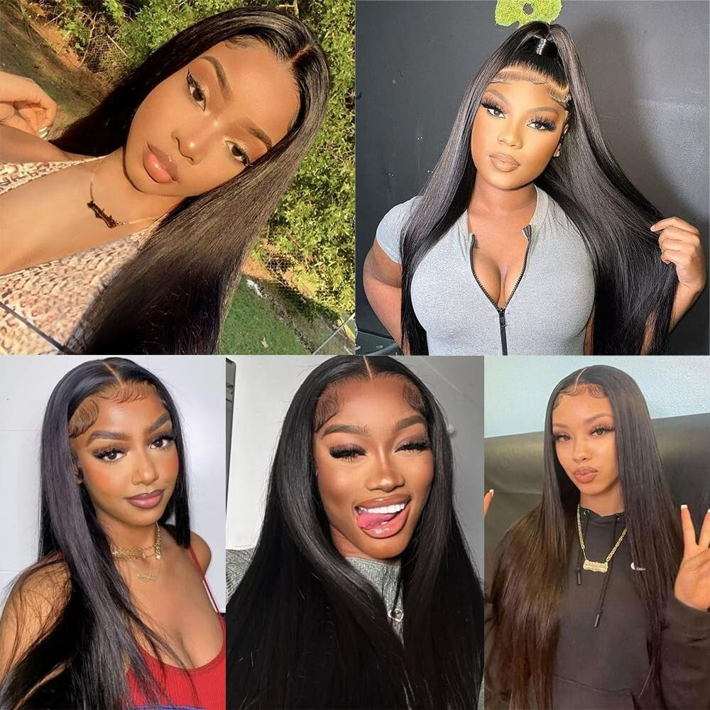 30-Inch Natural Synthetic Lace Front Wig Long Straight Hair Heat Resistant