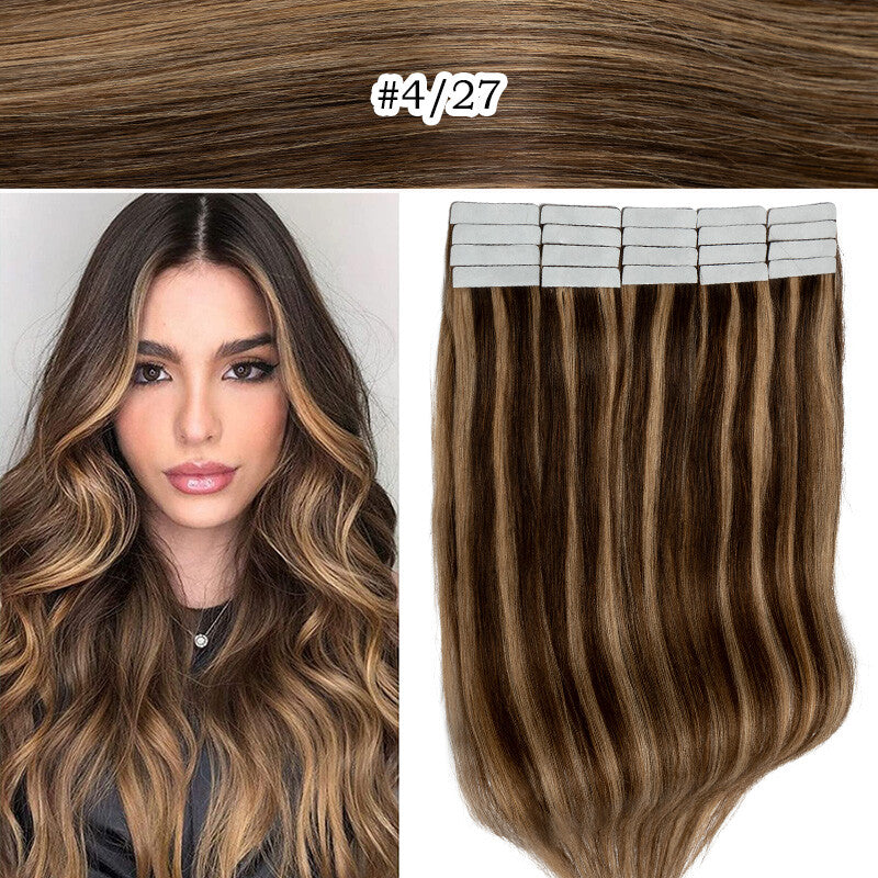 100G Tape-In Remy Hair Extensions Full Head - Russian Human Hair Thick Skin Weft