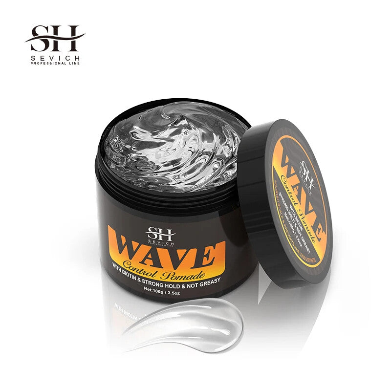 Natural Wave Control Pomade for Men - Strong Hold & Shine, 360 Waves Styling Clay