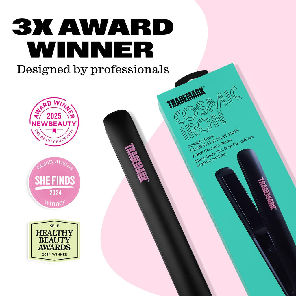 Ceramic Hair Straightener 1 Inch Flat Iron for Smooth Styling - Black