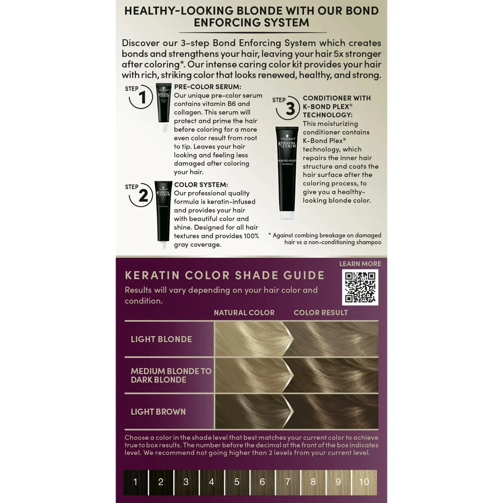 Dark Blonde Hair Dye Kit - Permanent Hair Color with Keratin & Apricot Oil