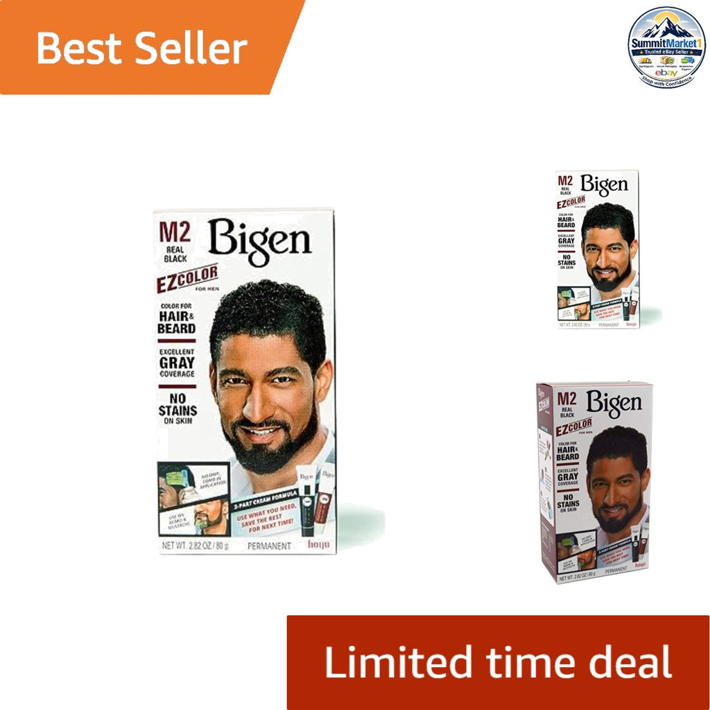 Men's Black Hair & Beard Color Kit No Ammonia 3-Pack - Nourishing Formula