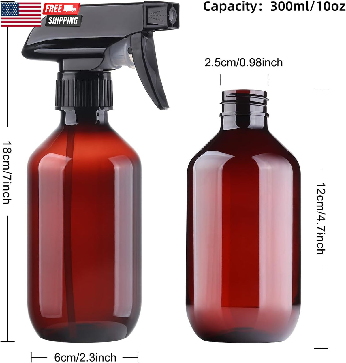 10oz BPA-Free Refillable Water Spray Bottle Set for Cleaning, Gardening, and Personal Use