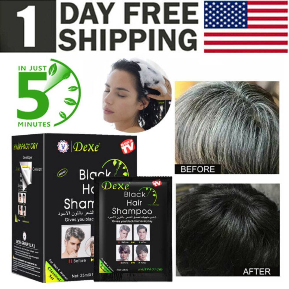 Herbal Hair Dye Shampoo 3 in 1 Black Hair Color & Dandruff Treatment - Pack of 20 Bags