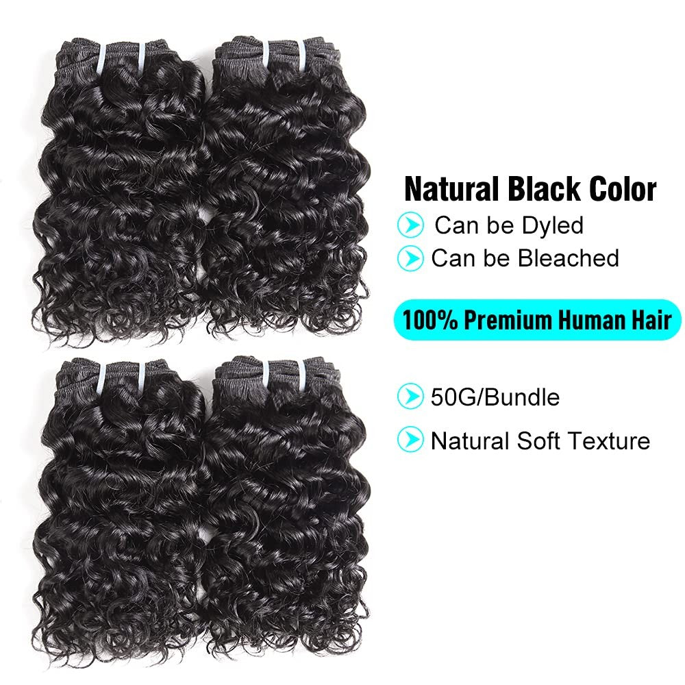 Virgin Remy Water Wave Human Hair Bundles with Closure - 50g Weave