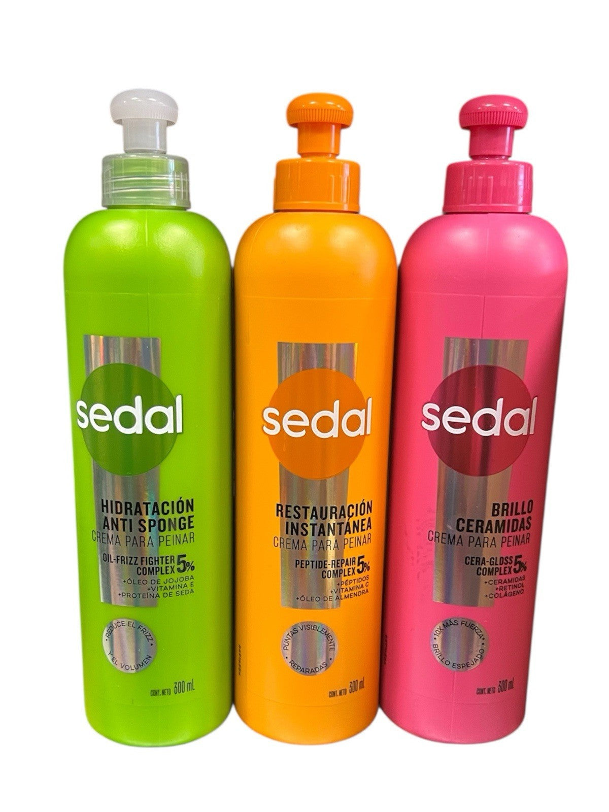 Sedal 3-Pack Hair Leave-In Cream with Ceramides - Anti-Frizz Restorative Shine 300ml