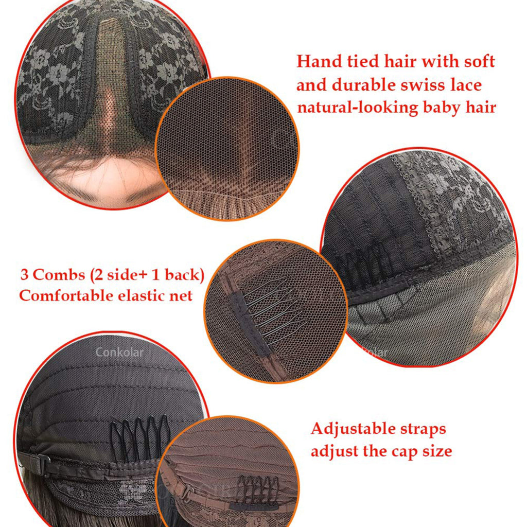 Long Straight Brown Synthetic Lace Front Wig for Black Women Heat Resistant 180% Density