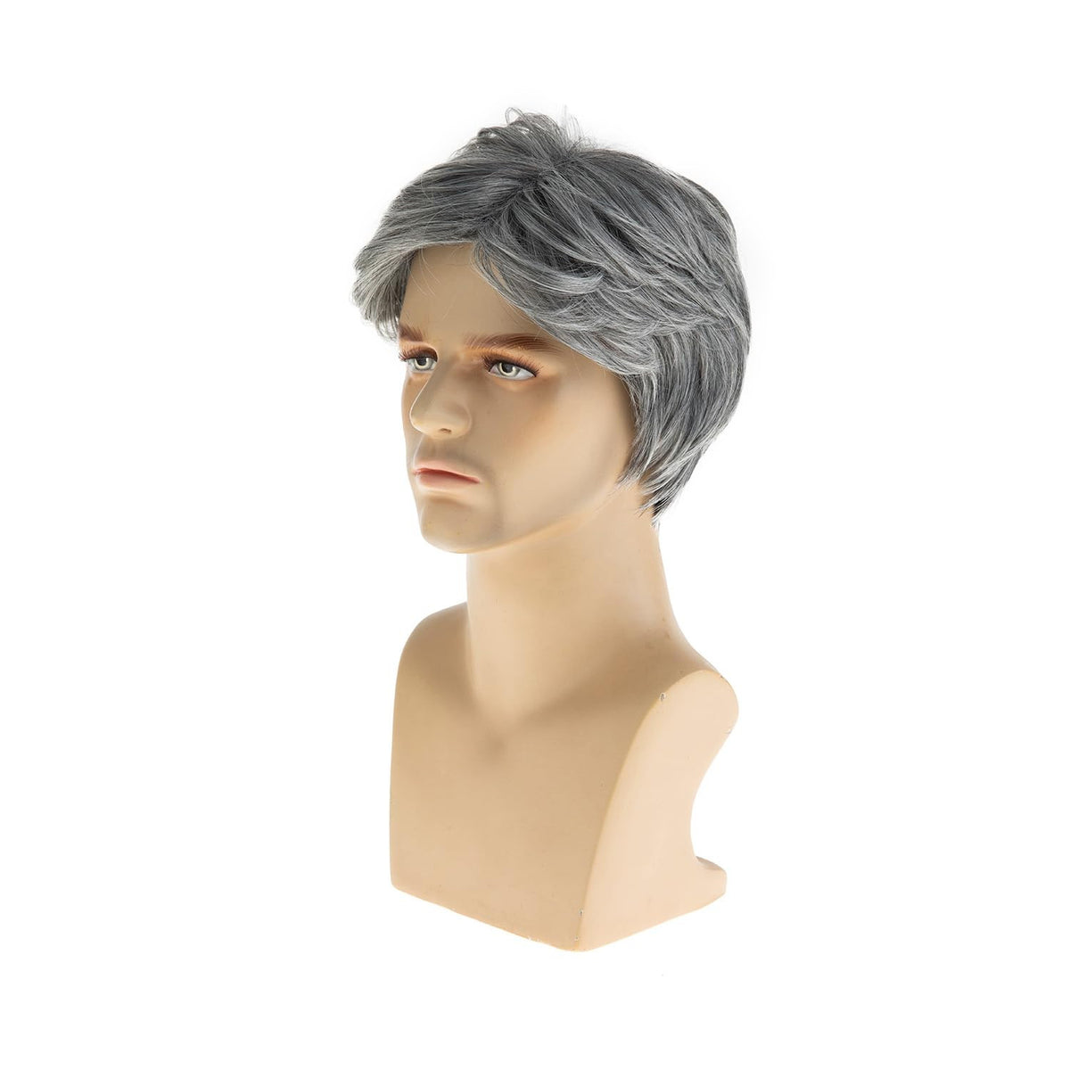 Men's Short Layered Grey Synthetic Wig for Cosplay Halloween Costume