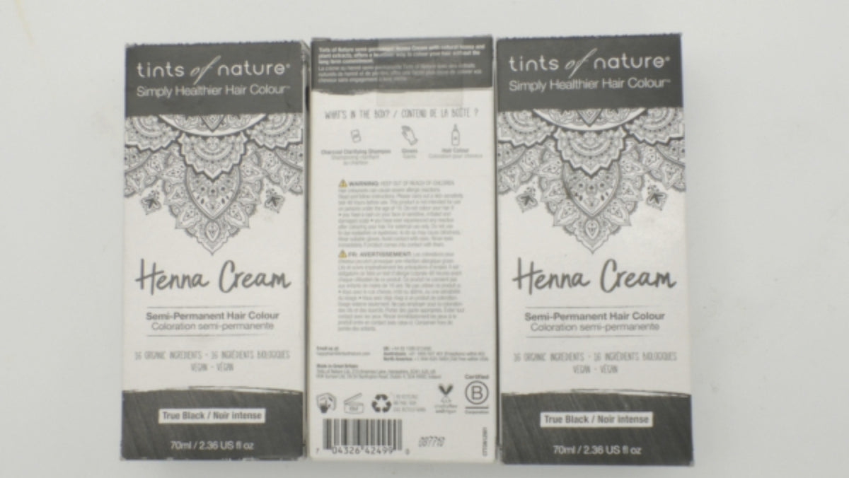 Semi-Permanent Black Hair Dye Cream 3-Pack - Natural Henna & Plant Extracts
