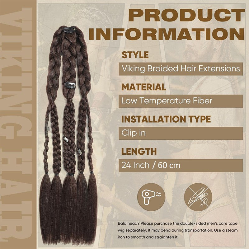 2-Piece Clip-In Synthetic Dreadlock Hair Extensions Boho Braids 20 Inches
