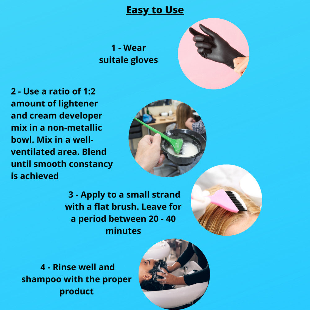 Professional Hair Lightening Kit with Developer & Accessories - Dust-Free Blue Bleach