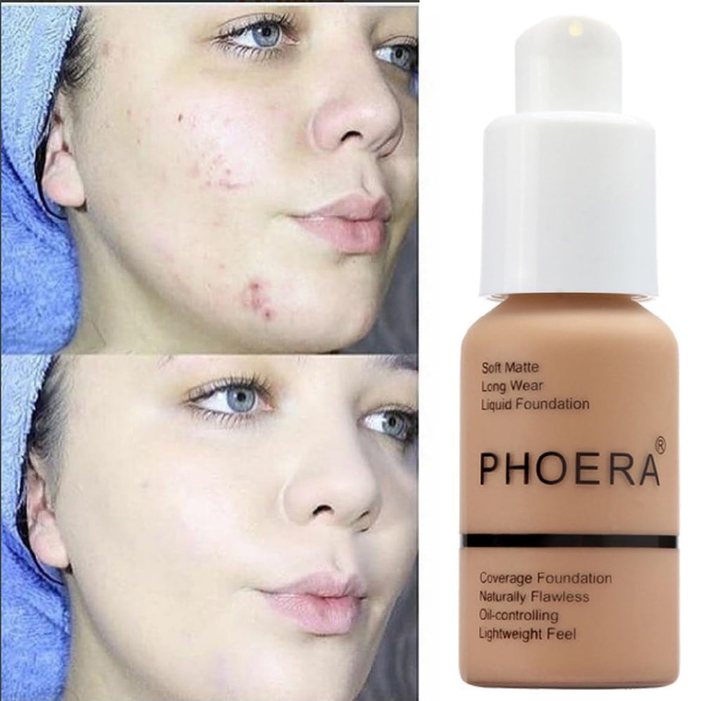 Phoera Foundation 2 Pack Long-Wear Liquid Foundation Matte Finish
