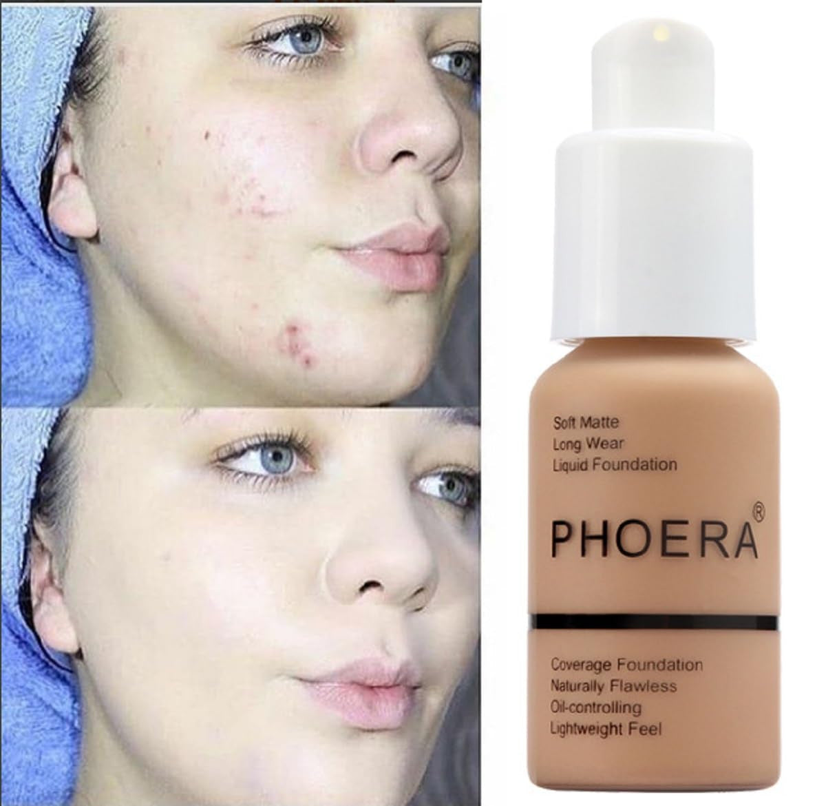 Phoera Foundation 2 Pack Long-Wear Liquid Foundation Matte Finish