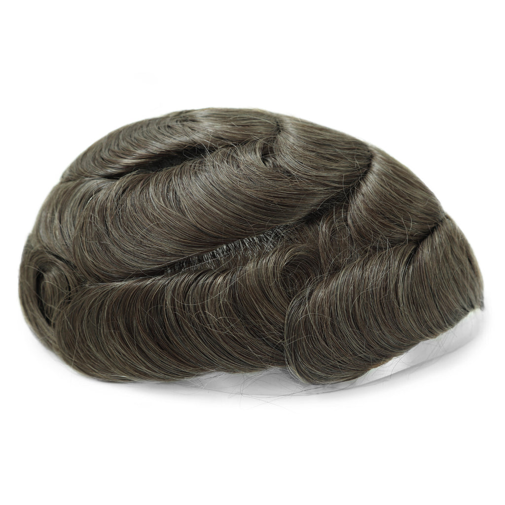 Men's Human Hair Toupee Injection Skin System Brown #7 8x10in Center Crown