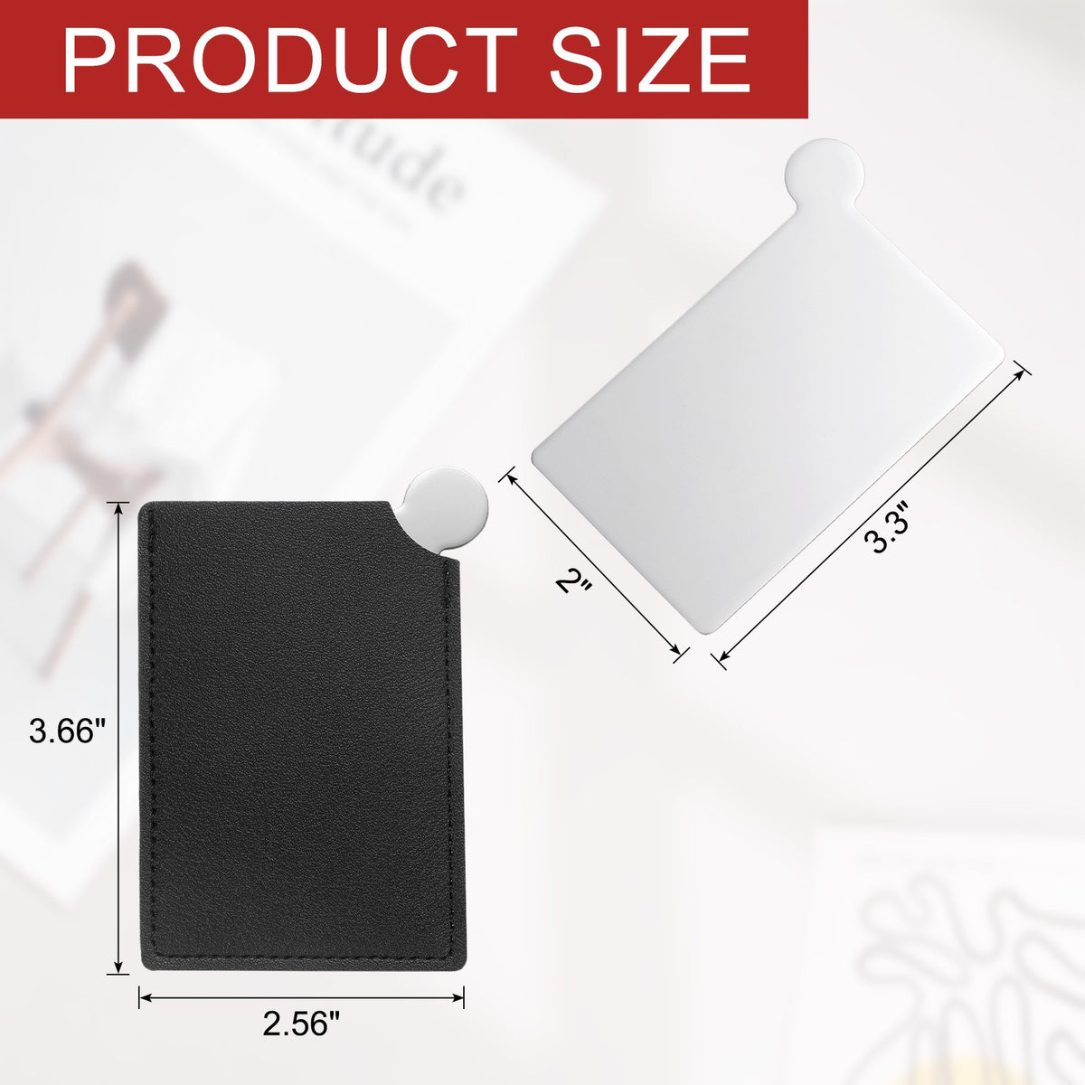 Portable Pocket Mirror with Stainless Steel Frame and Leather Cover