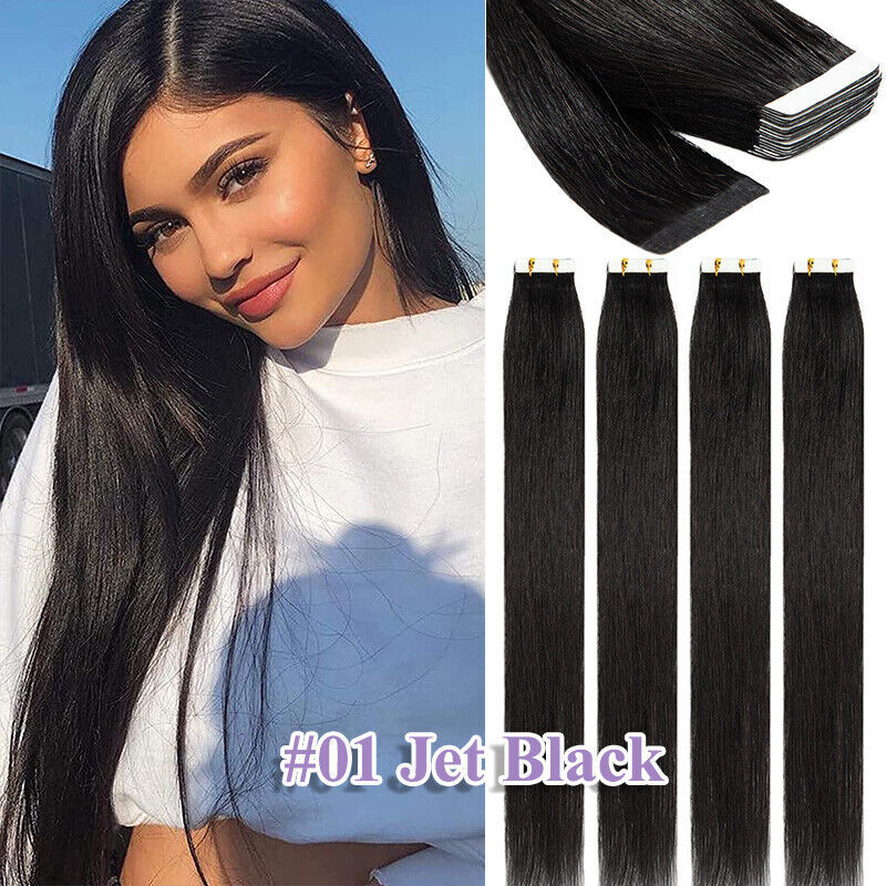 Real Remy Human Hair Extensions Tape-In Weft 24 Inches Thick & Natural Looking