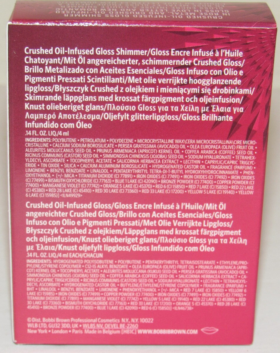Lip Gloss Set - Crushed Oil-Infused Travel 3-Piece (New Romantic, Rose Metal, Love Letter)