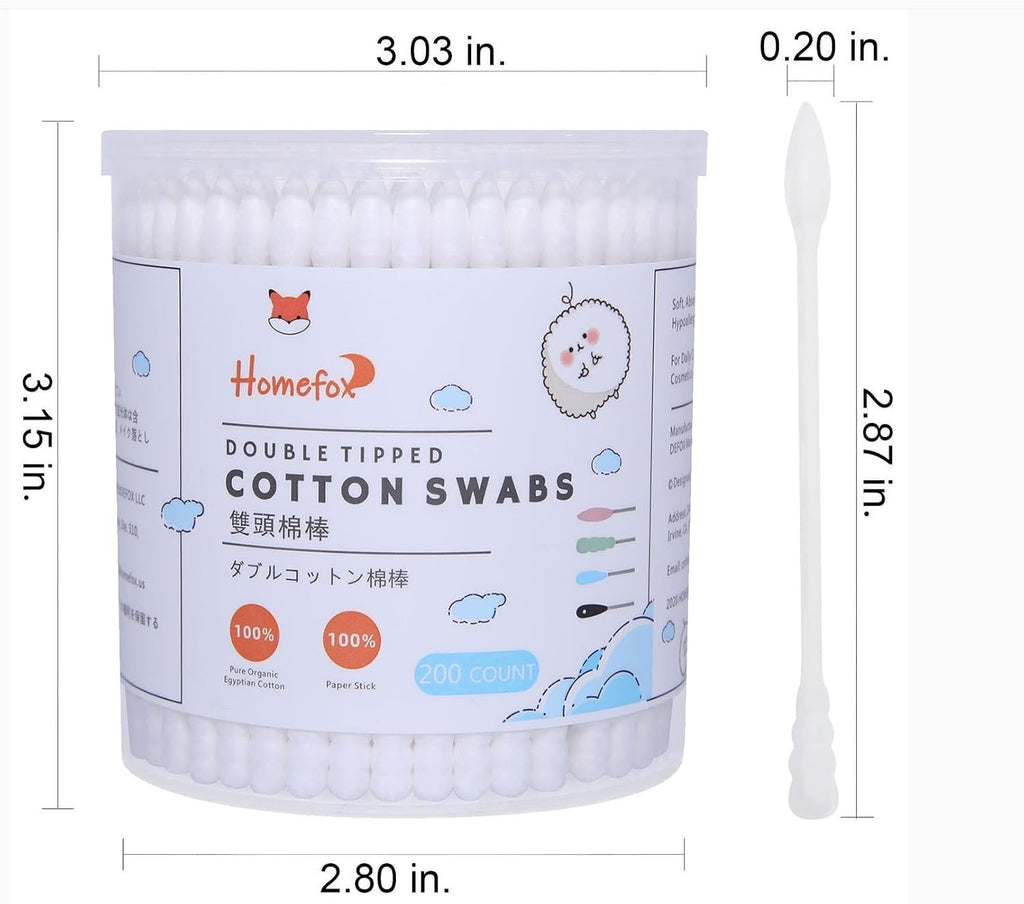 Organic Cotton Swabs Spiral Tip 400 Count Personal Care & Makeup Tools