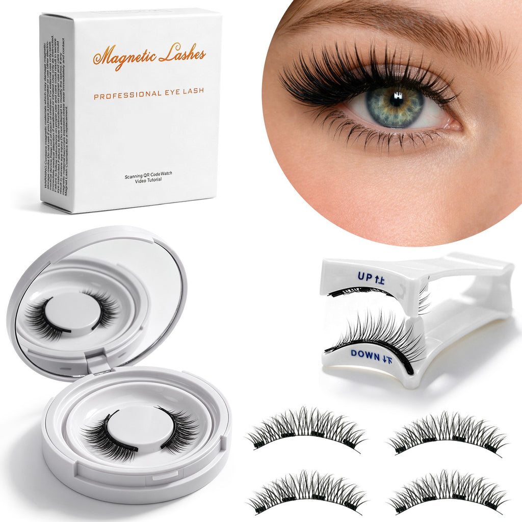 Reusable Magnetic False Eyelashes Kit with Applicator No Glue Needed Natural Look