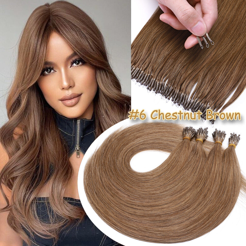 150PCS Thick Remy Human Hair Extensions Nano Beads Double Drawn 14-24 Inch