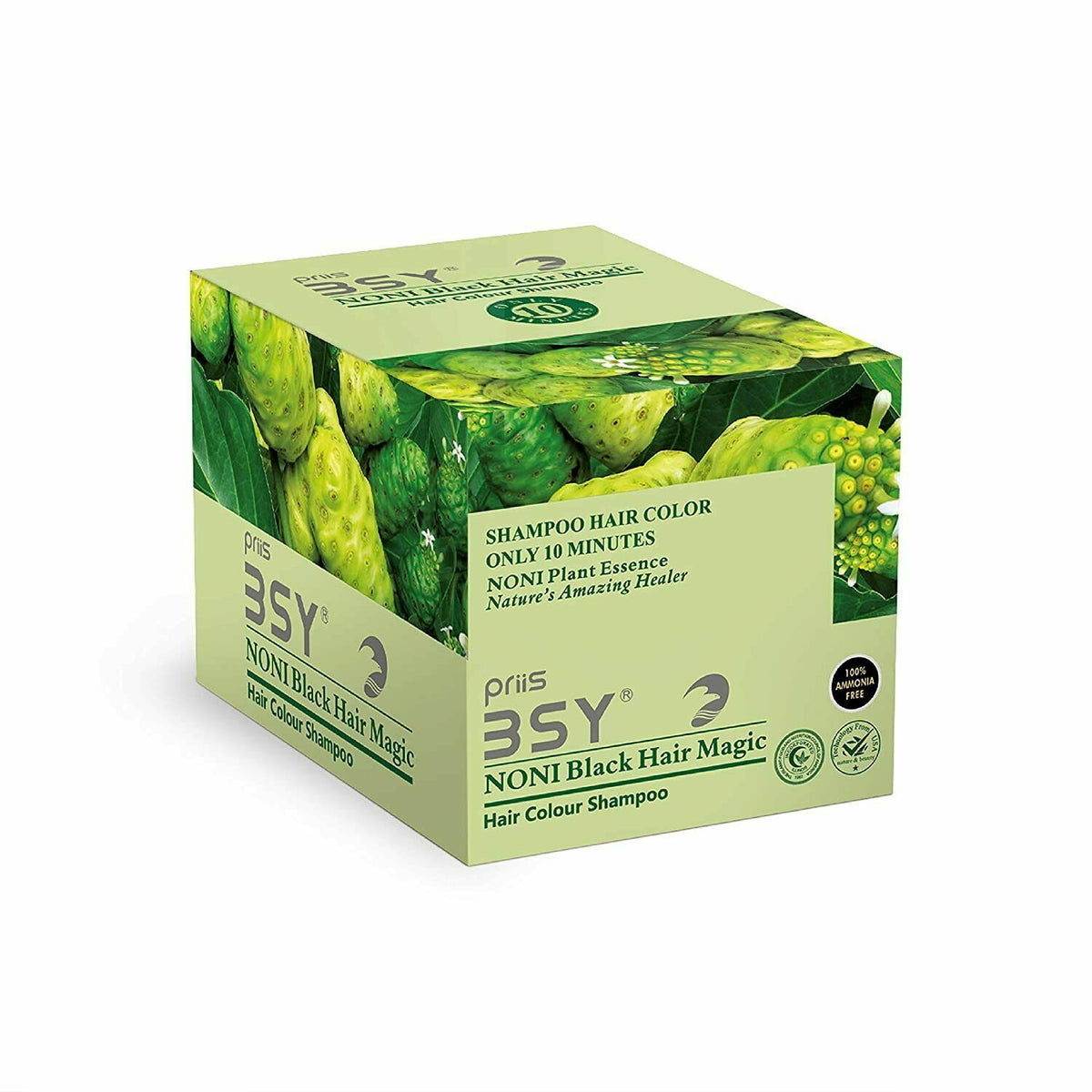 Natural Hair Color Shampoo Black 12 Sachets - No Ammonia Herbal Dye