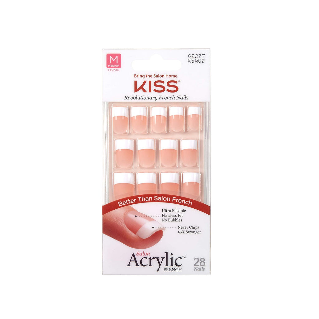 French Nail Kit - Sugar Rush Medium Acrylic Nails 2 Pack for Salon+At-Home Use