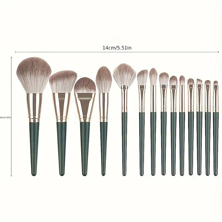14-Piece Makeup Brush Set - Professional Face & Eye Brushes
