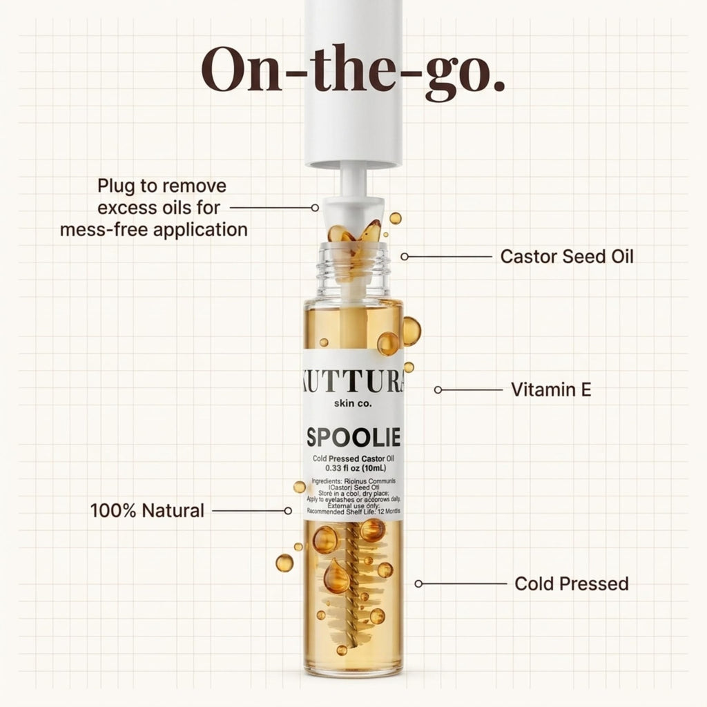 Castor Oil Spoolie for Lashes & Brows - 0.33 Fl Oz Natural Conditioning Brush