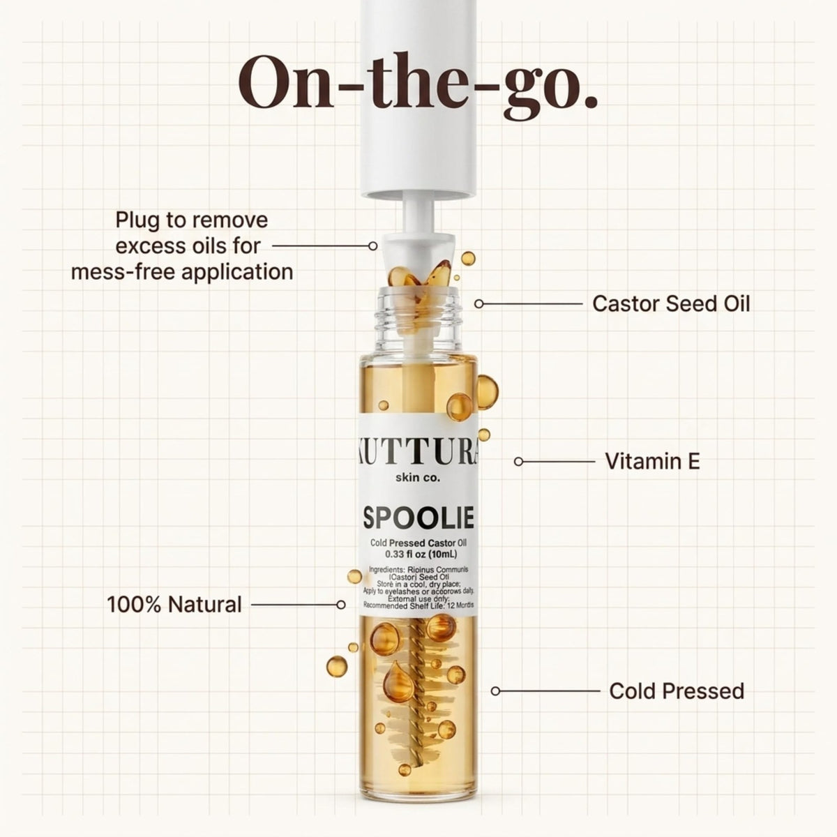Castor Oil Spoolie for Lashes & Brows - 0.33 Fl Oz Natural Conditioning Brush