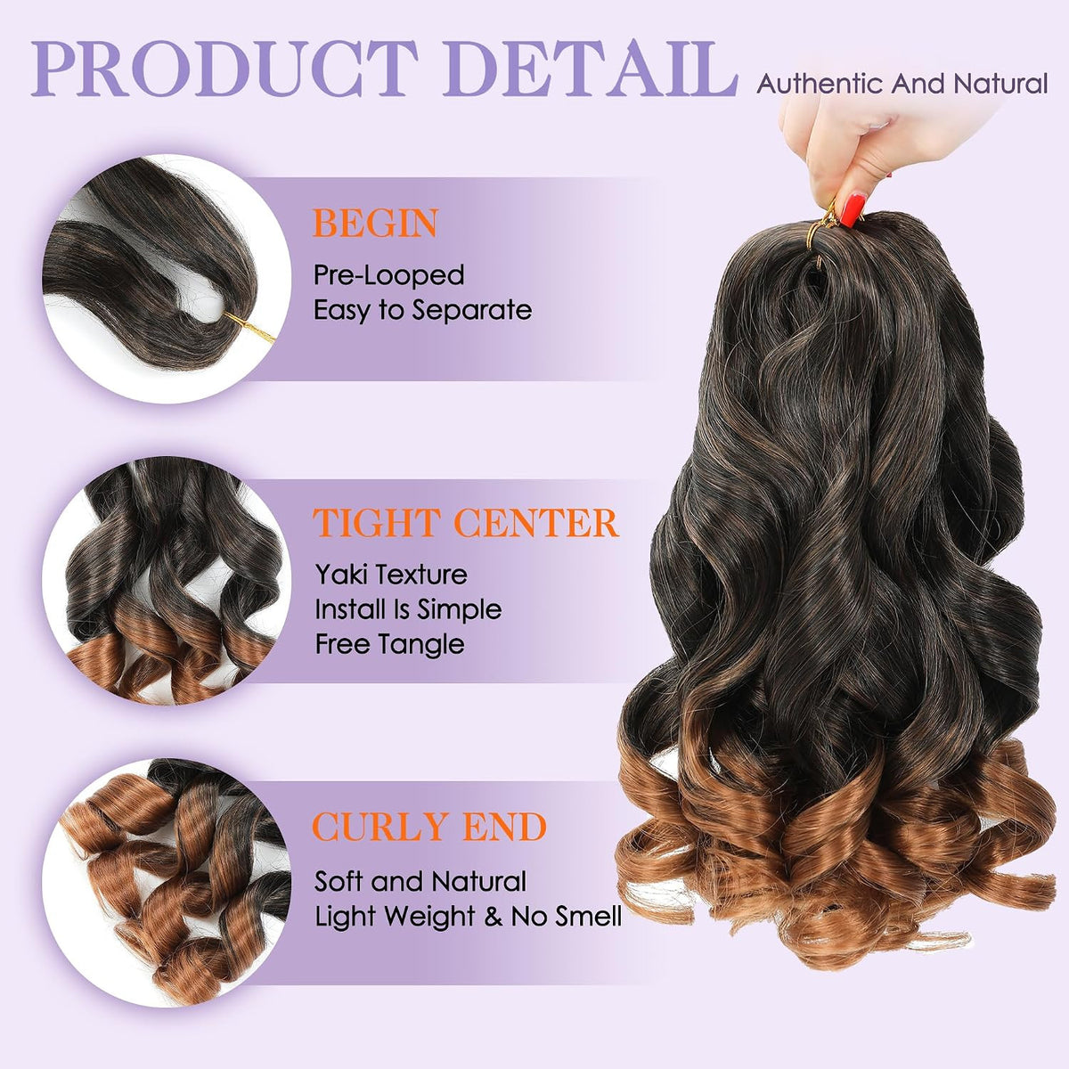 French Curly Braiding Hair 8 Pack 12 Inch Pre-Stretched Natural-Looking Curls