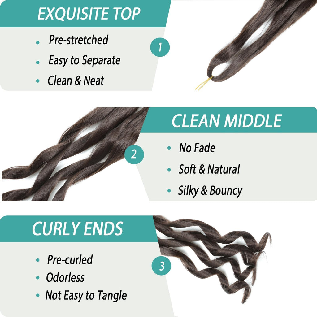 French Curl Braiding Hair Extensions 8 Packs - Synthetic Bouncy Curly Hair for Black Women