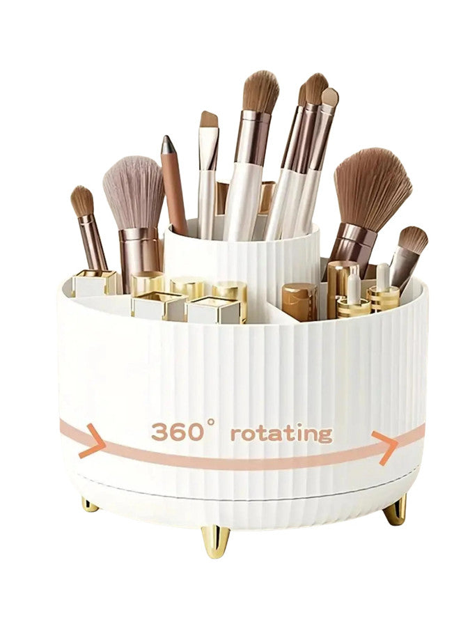 Rotating Makeup Organizer with 5 Compartments - 360° Plastic Cosmetic Holder