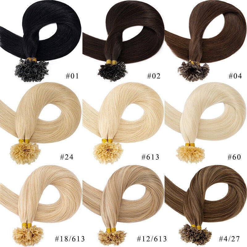 Pre Bonded Keratin U Tip Human Hair Extensions Burgundy 16 Inch 100g