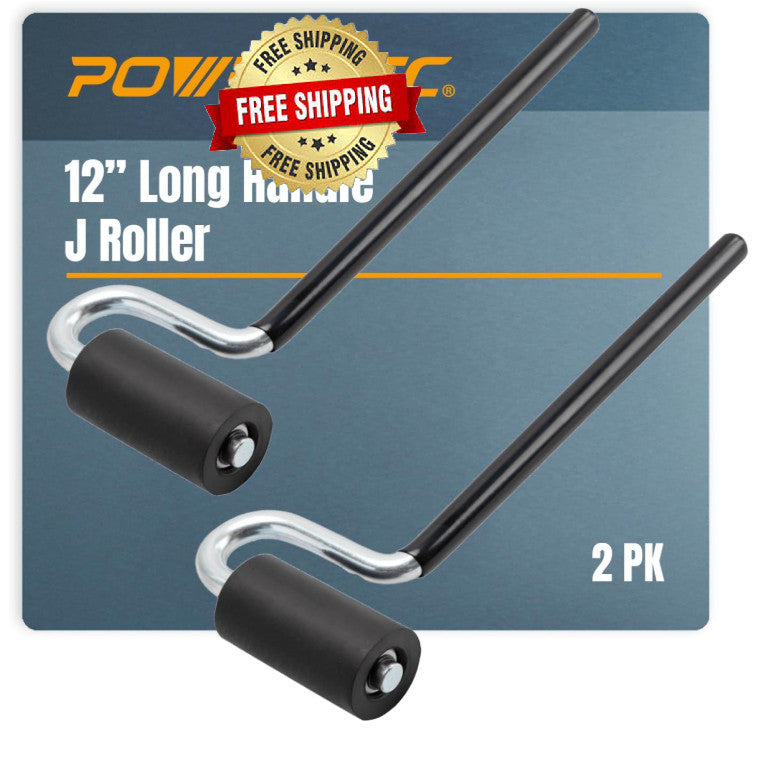 Long Handle J Roller Set for Laminating and Taping - 12 Inch, 2 Pieces with Rubber