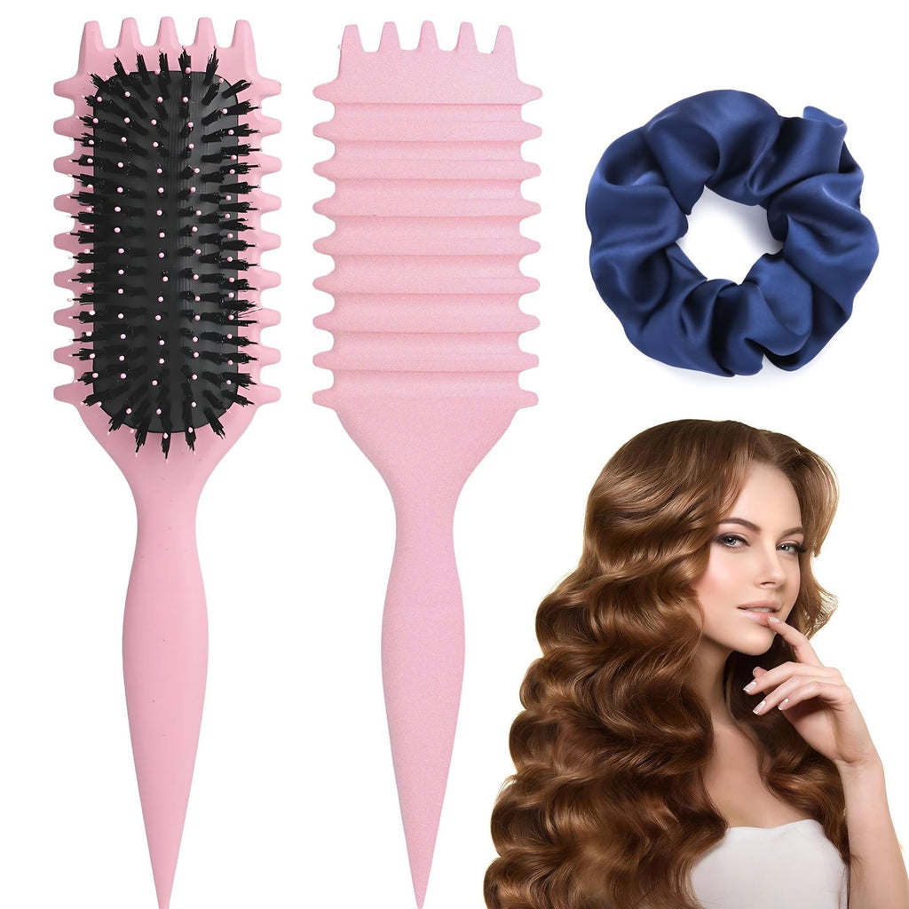 Curly Hair Styling Brush with Heat-Resistant Nylon Bristles for Defined Waves