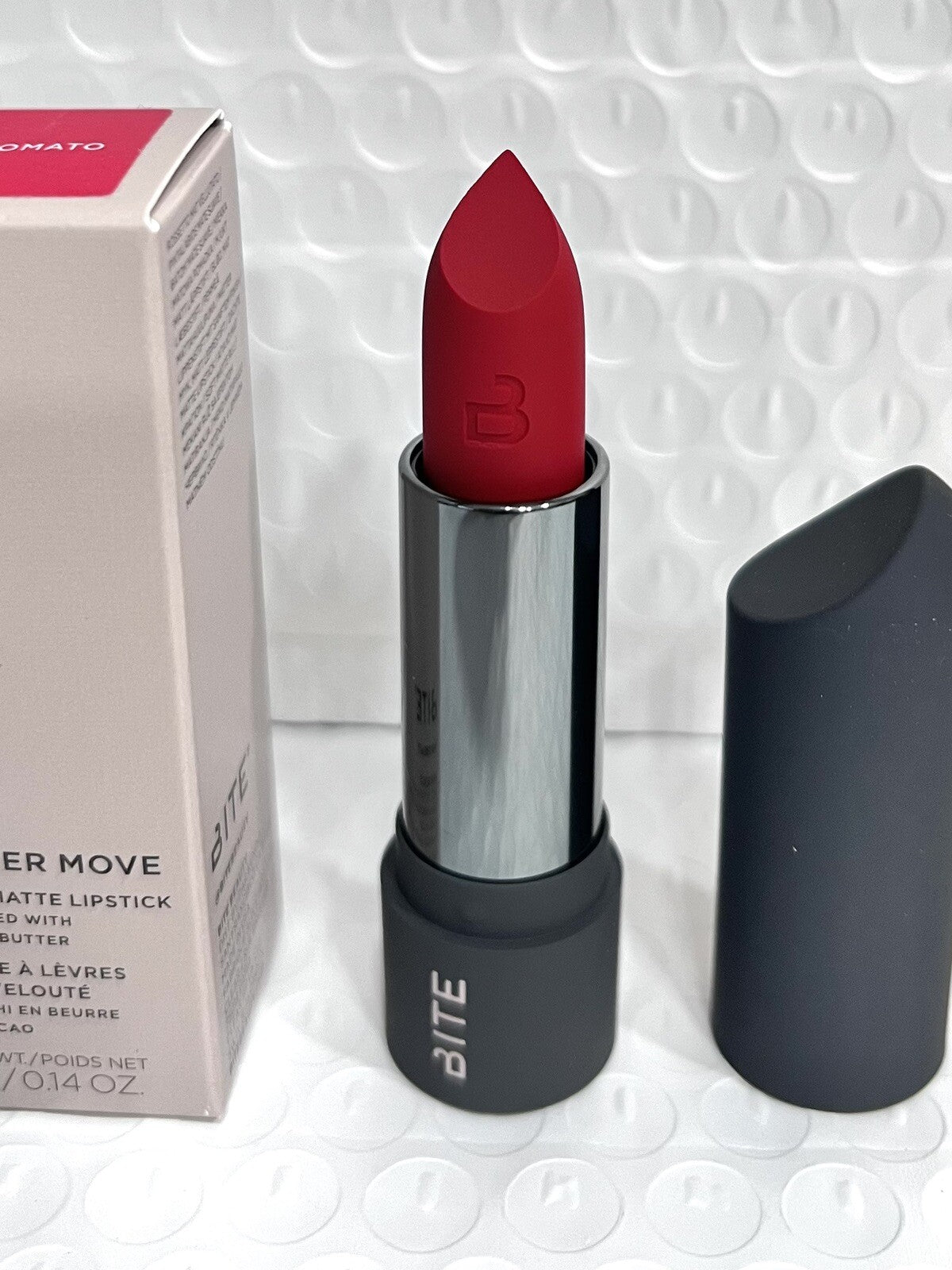 Bite Beauty Power Move Soft Matte Lipstick HOT TOMATO Full Size 0.14 oz