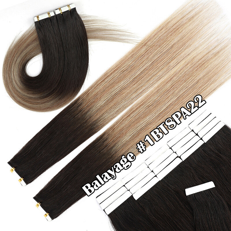 100G Tape-In Remy Hair Extensions Full Head - Russian Human Hair Thick Skin Weft