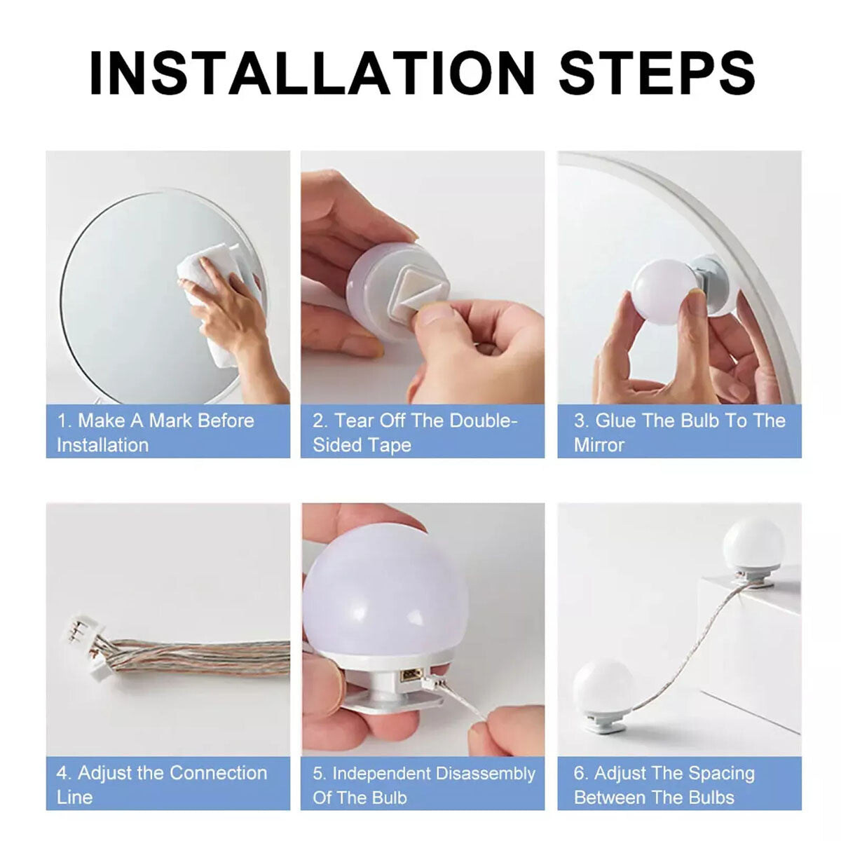 Dimmable LED Vanity Mirror Lights Kit with 10 Bulbs and Adjustable Brightness