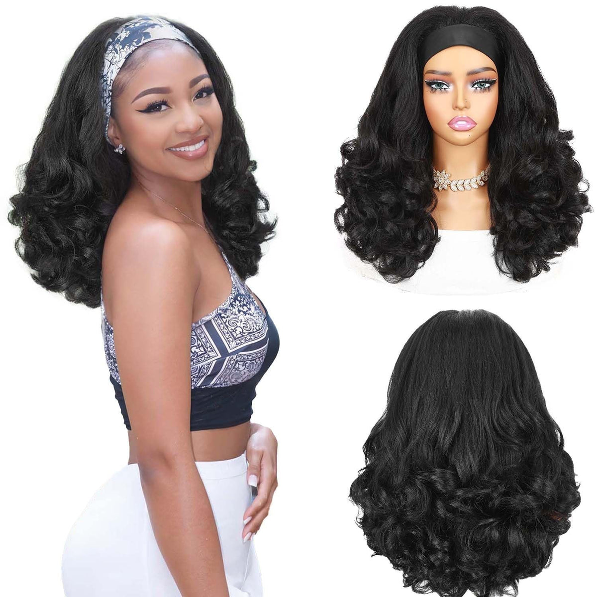 Glueless Yaki Curly Headband Wig for Black Women - Natural Look & Easy Wear
