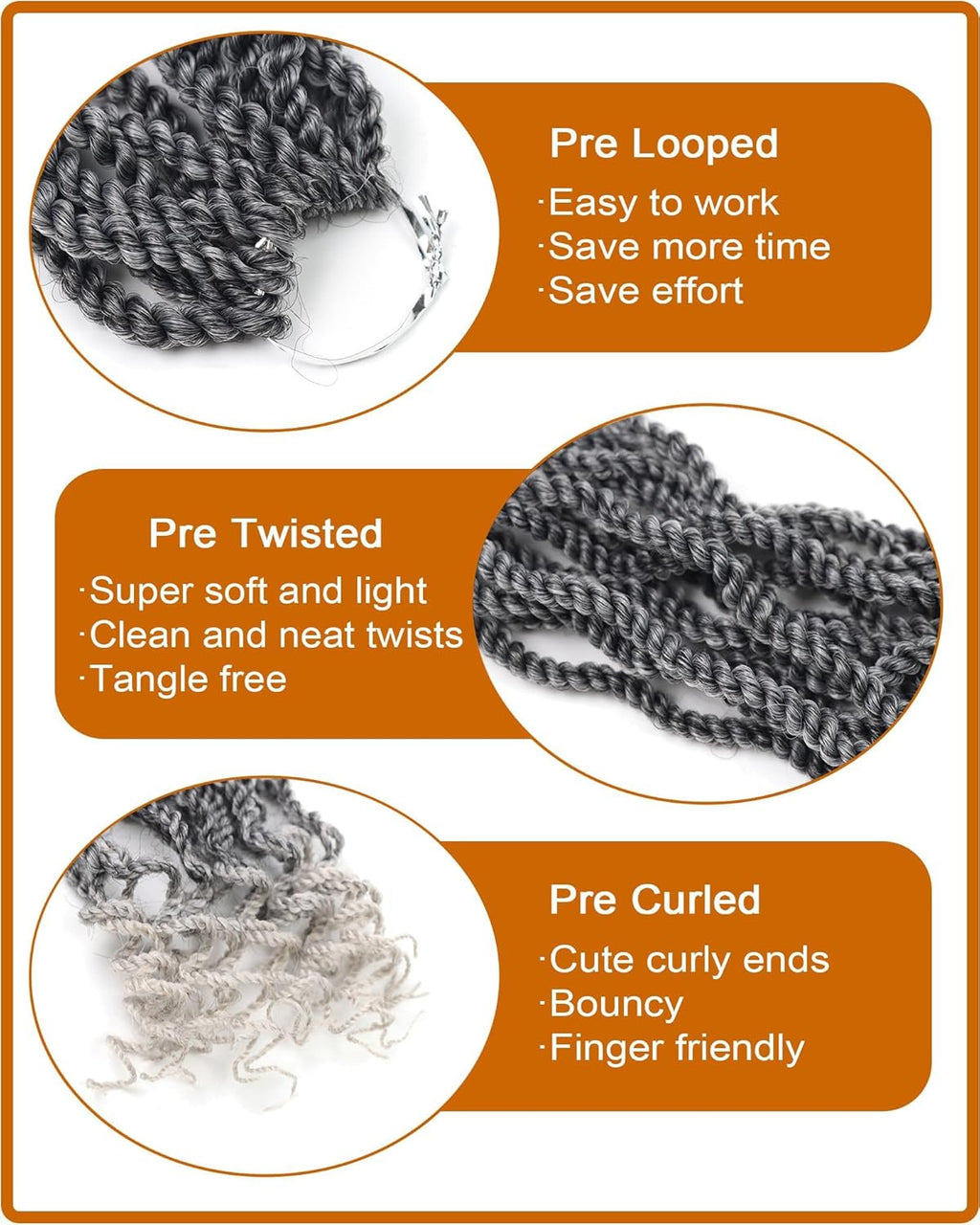 Pre Looped Senegalese Twist Crochet Hair 6 Inch for Black Women
