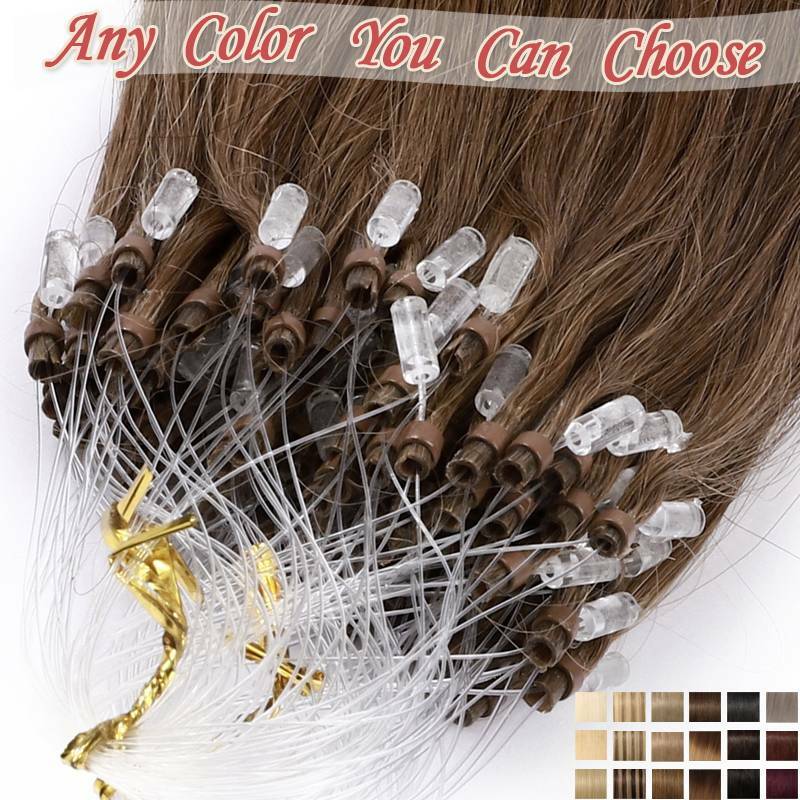 Human Hair Extensions Micro Loop Bead Rings - Real Remy Hair, Multiple Colors & Lengths