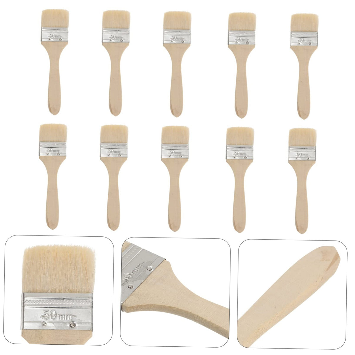 10-Piece Paint & Chip Brushes Set with Wooden Handles & Hybrid Bristles
