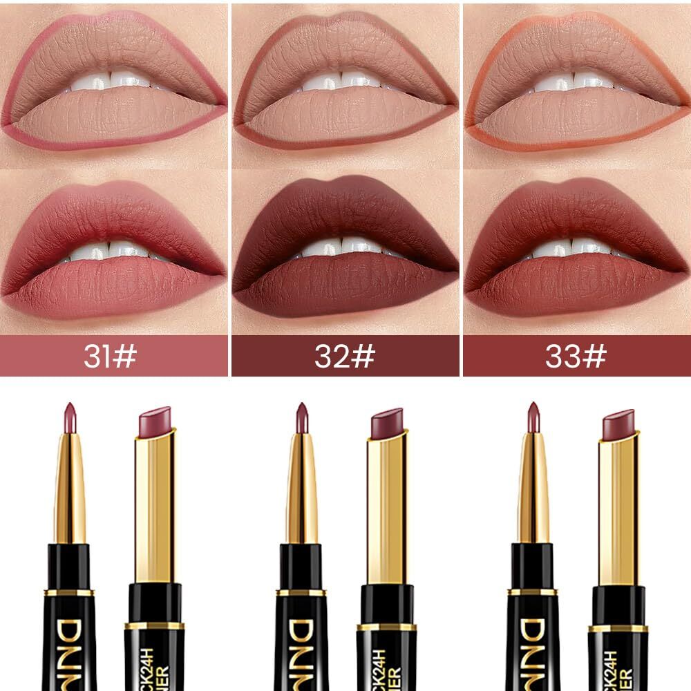 Matte Lip Liner and Lipstick Set for Women - Long Lasting Waterproof & 24H Lip Makeup Kit