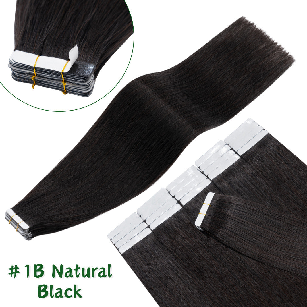 Russian Straight Tape-In Hair Extensions - Thick Remy Human Hair, 150g, All Colors & Lengths