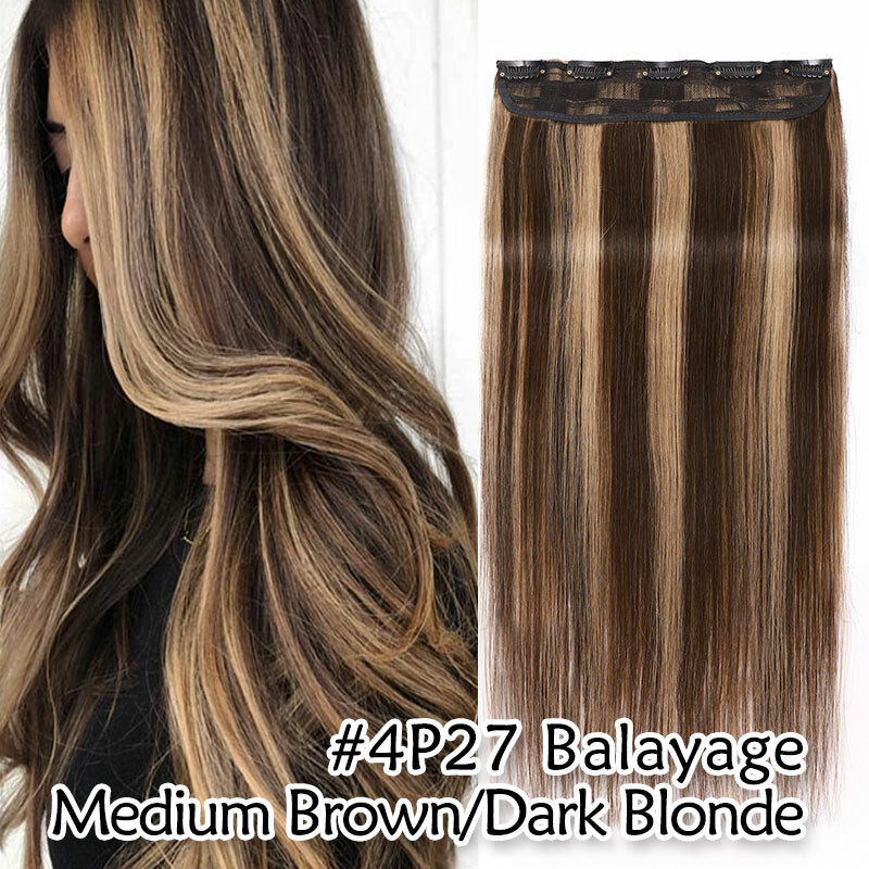Thick Long Ombre Clip-In Hair Extensions - Human Remy Full Head Set