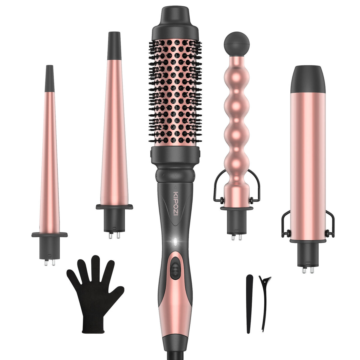 5-in-1 Curling Wand Set with Interchangeable Ceramic Barrels for Hair Styling