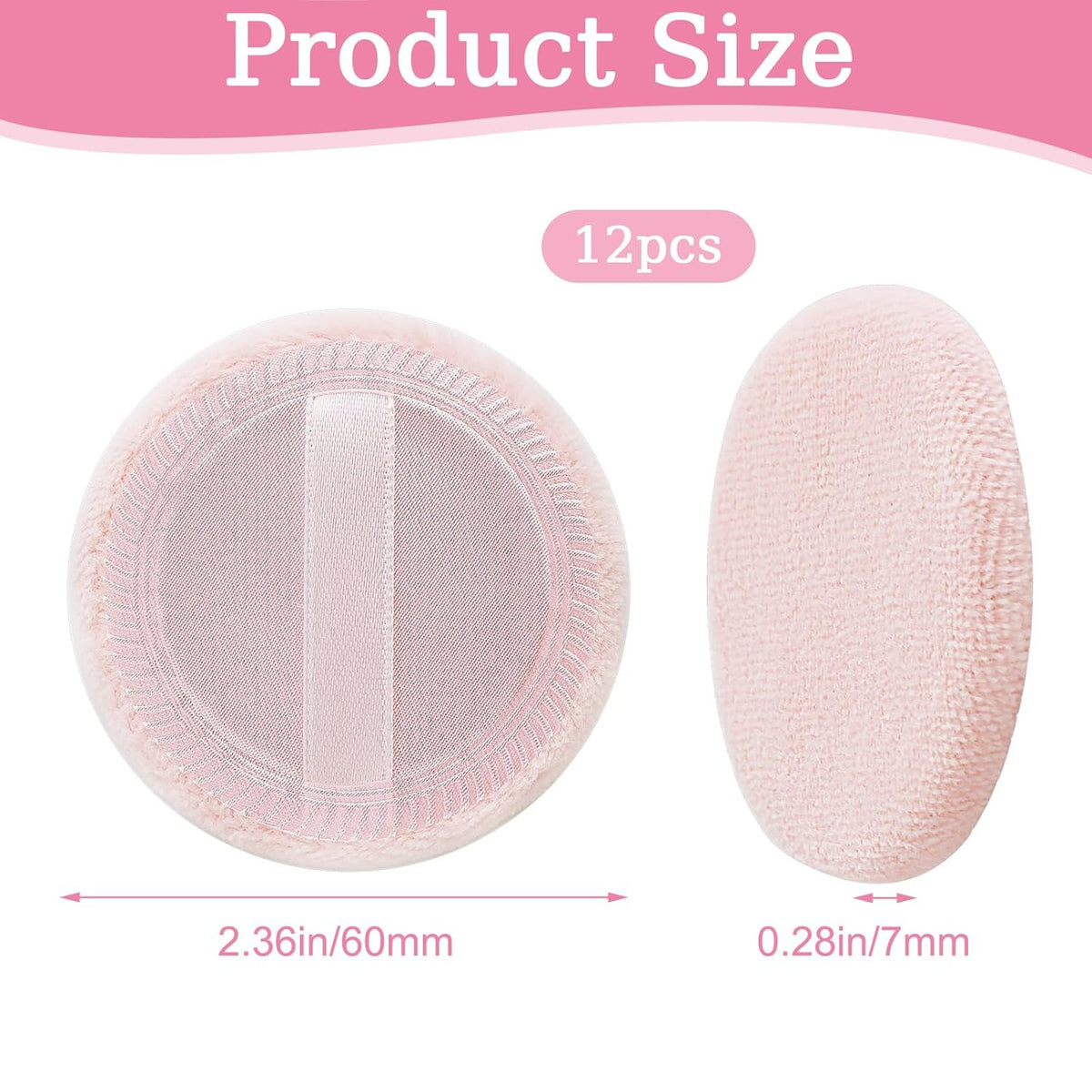 12 Pcs Makeup Powder Puffs - Soft Cotton Face Cosmetic Sponges 2.3 Inch